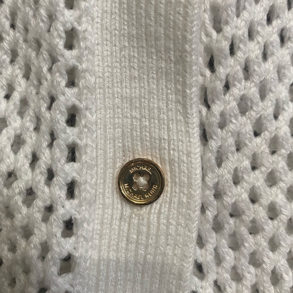 Michael Kors Open Knit Sweater, White with Gold Buttons, M - Picture 5 of 9